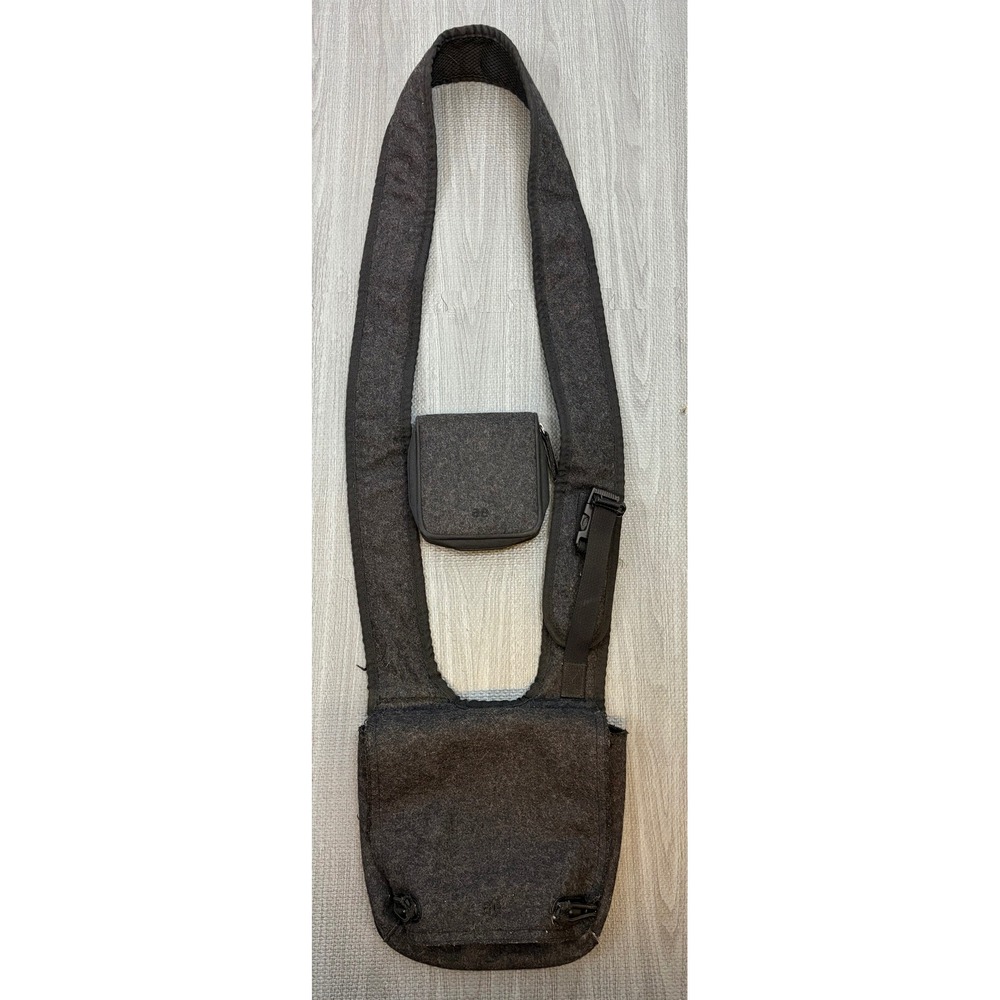 Y2K American Eagle Charcoal Wool Felt Utility Crossbody Bag Zip Wallet Set